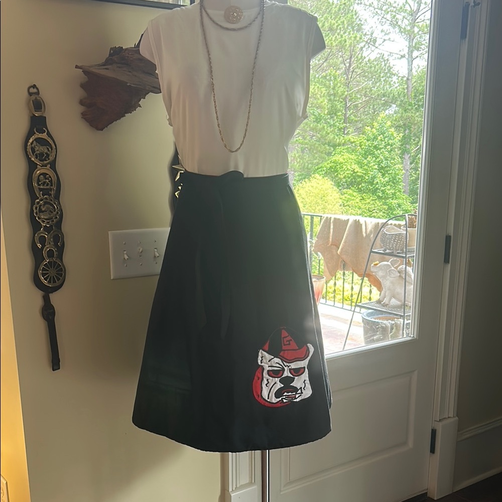 RARE Pappagallo Patch Sz S/M UGA Bulldogs Wrap Skirt! Black Red EVC